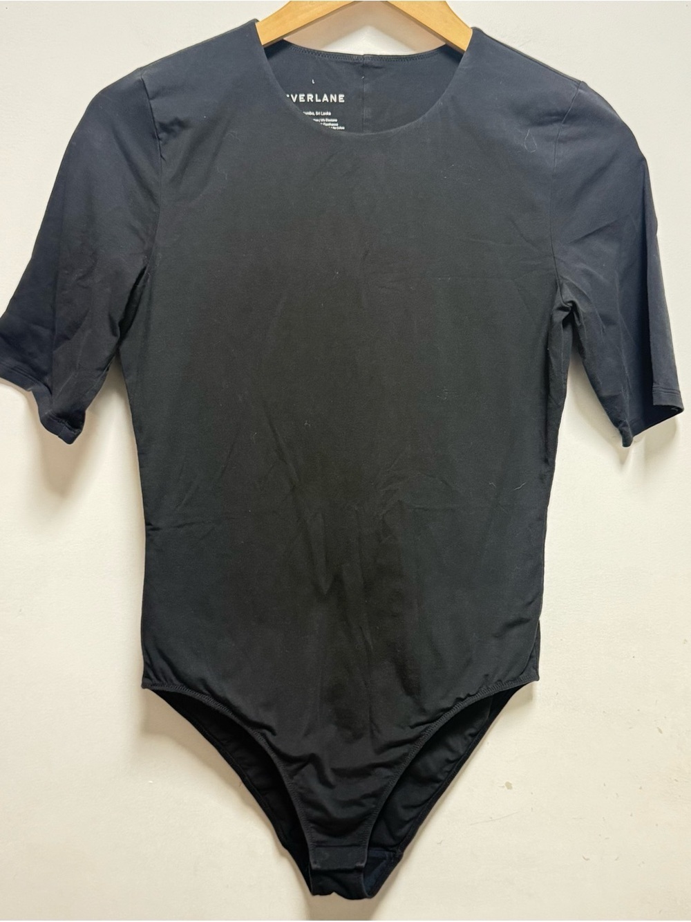 Everlane Black Short Sleeve Bodysuit Crew Neck